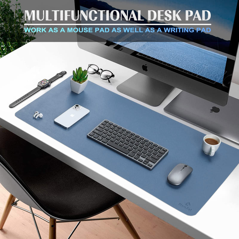 [Australia - AusPower] - K KNODEL Desk Mat, Mouse Pad, Desk Pad, Waterproof Desk Mat for Desktop, Leather Desk Pad for Keyboard and Mouse, Desk Pad Protector for Office and Home (Lake Blue, 35.4" x 17") Lake Blue 35.4" x 17" 