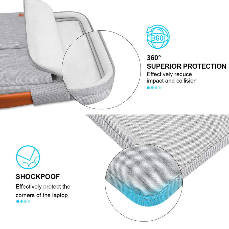 [Australia - AusPower] - Lacdo 360° Protective Laptop Sleeve Case for 15 inch New MacBook Air M2 2023 A2941, 15 inch MacBook Pro A1990 A1707, Dell XPS 15 Plus 2022-2020 Computer Bag, Shockproof, Water-Resistant, Gray New MacBook Air 15 Inch 