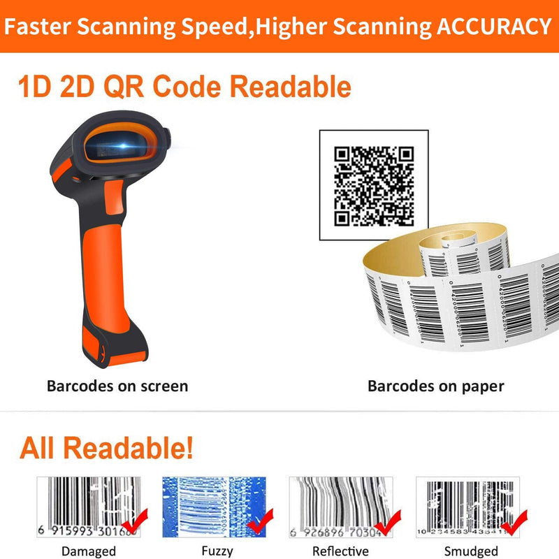[Australia - AusPower] - Symcode Wireless 2D Bluetooth Barcode Scanner with Stand, 3 in 1 Bluetooth & 2.4GHz Wireless & USB Wired Connection, Industrial Dustproof and Waterproof, QR Image Bar Code Reader with Vibration Alert 2D Scanner 
