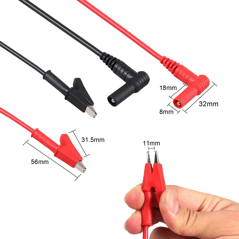 [Australia - AusPower] - Proster 4mm Banana Plug to Crocodile Alligator Clip Pure Copper, Rated 15A 1000V, Flexible Electrical Test Cable 1m with Protective Jack Copper Clamps for Multimeter Electrical Testing 