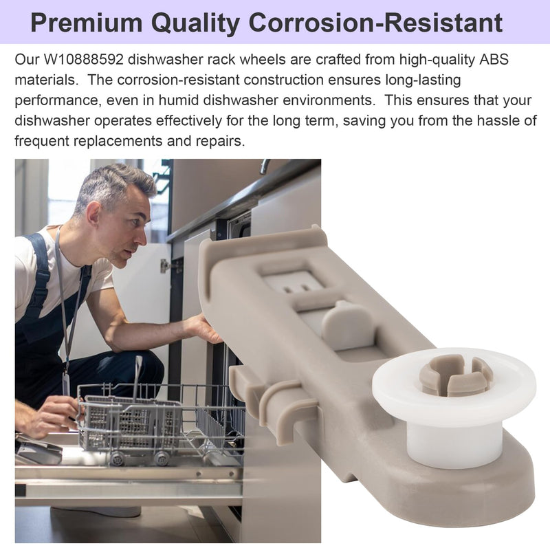 [Australia - AusPower] - W10888592 Dishwasher Rack Wheels Compatible with Whirlpool Kenmore Maytag Dishwashers Upper Dishrack Roller Replaces 8575281 WP8575281 PS11769236 (4 Pack) 