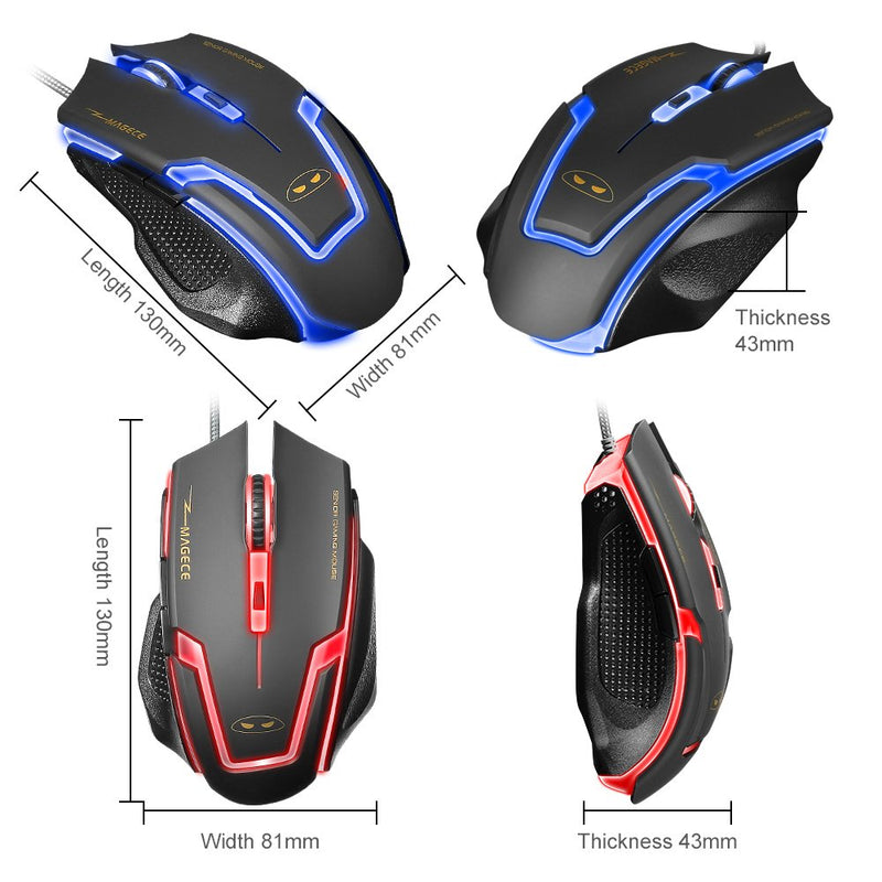 [Australia - AusPower] - Magece G1 Professional 3200 DPI LED Optical USB Wired With 6 Buttons Gaming Mouse Mice for Computer PC Gamer(Black) 