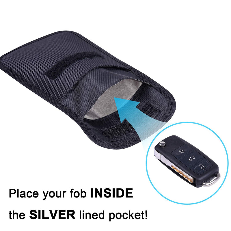 [Australia - AusPower] - Faraday Bag for Key Fob, Wisdompro WP4694 RFID Key Fob Protector RF Car Signal Blocking Faraday Cage Protector, Anti-Theft Pouch, Anti-Hacking Case Blocker - Black 