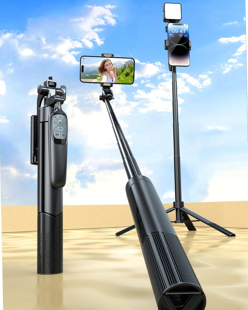 [Australia - AusPower] - PIXEL 62"Selfie Stick with Fill Light Extendable Cell Phone Tripod Stand for iPhone with Wireless Remote and Phone Holder,Compatible Sports Camera,Recording Vlogging,Photography,Youtube,live streaming 