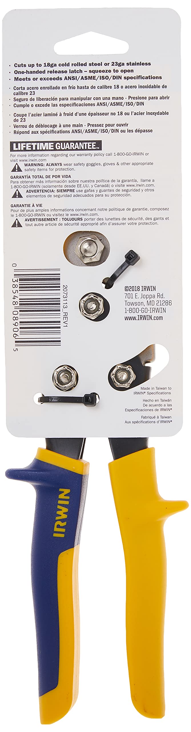 [Australia - AusPower] - IRWIN Aviation Snip, Aviation Snip, Straight (2073113), 9-1/2" (241 mm) 