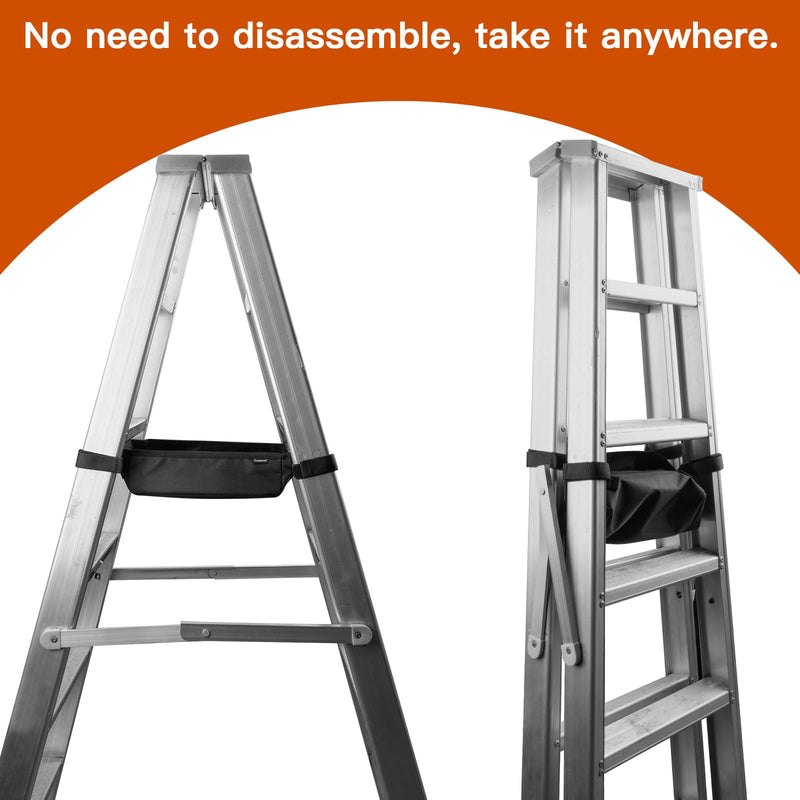 [Australia - AusPower] - Homakover 1680D Black Ladder Organizer for Telescoping Ladder, Portable Tool Bag for Ladder, Tool Pouches Ladder for Ladder Accessory Ladder Tool Kit Multi-Functional 