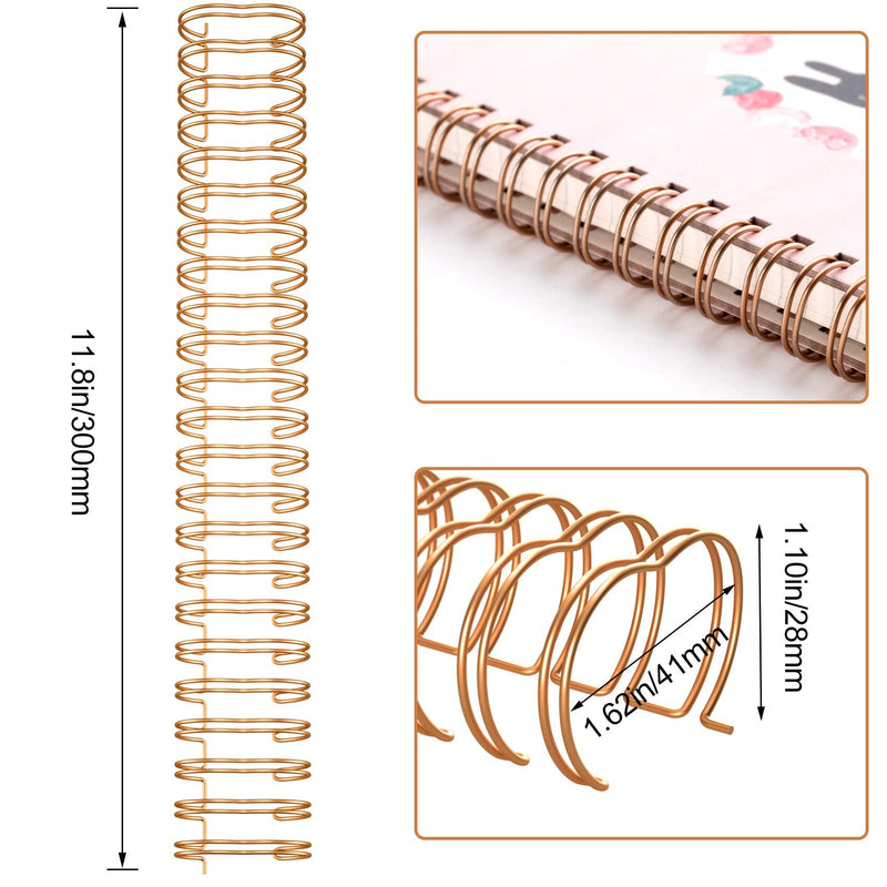 [Australia - AusPower] - PAGOW 4 PCS Twin Loop Wire Binding, Binding Spines Wire Cinch Rings for Teacher Student Document Notebook Making, Rose Gold (11.8inch Long,25.4mm / 1inch Diameter,23 Holes) 