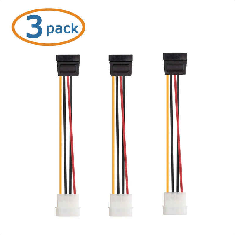 [Australia - AusPower] - Cable Matters 3-Pack 4 Pin Molex to SATA Power Cable (SATA to Molex) - 6 Inches 