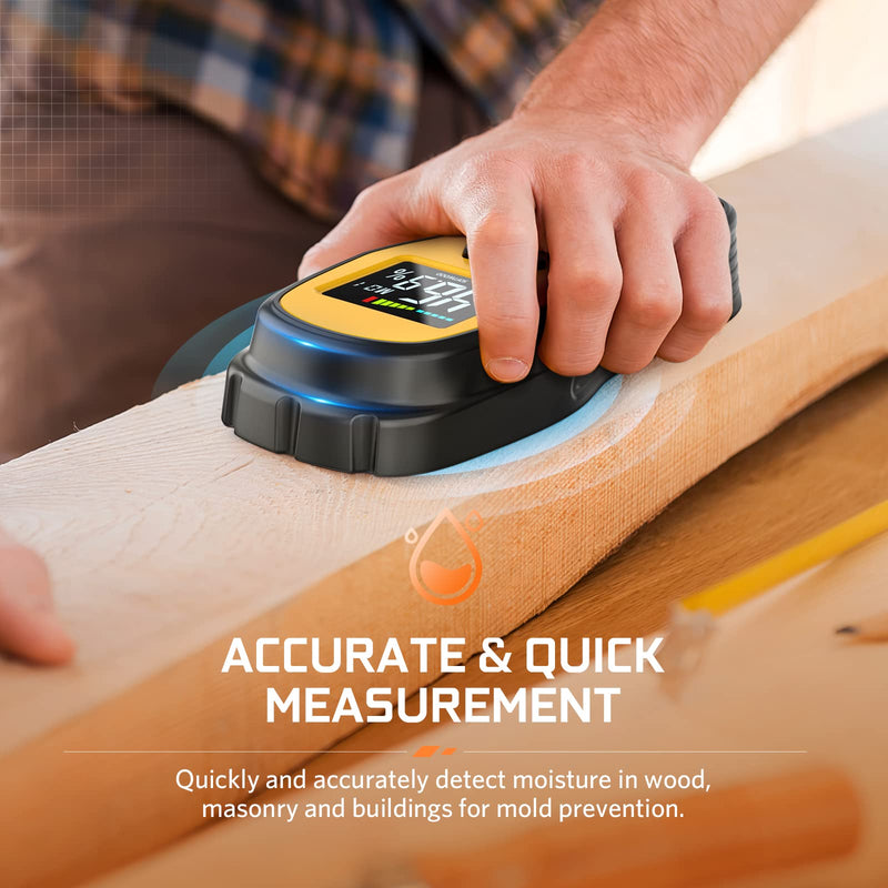 [Australia - AusPower] - Pinless Wood Moisture Meter Detection - Firewood Moisture Meter Digital Moisture Detector for Lumber Drywall Firewood Masonry Woodworking Plaster Floor Concrete Building with LCD Display Sound Alarm 