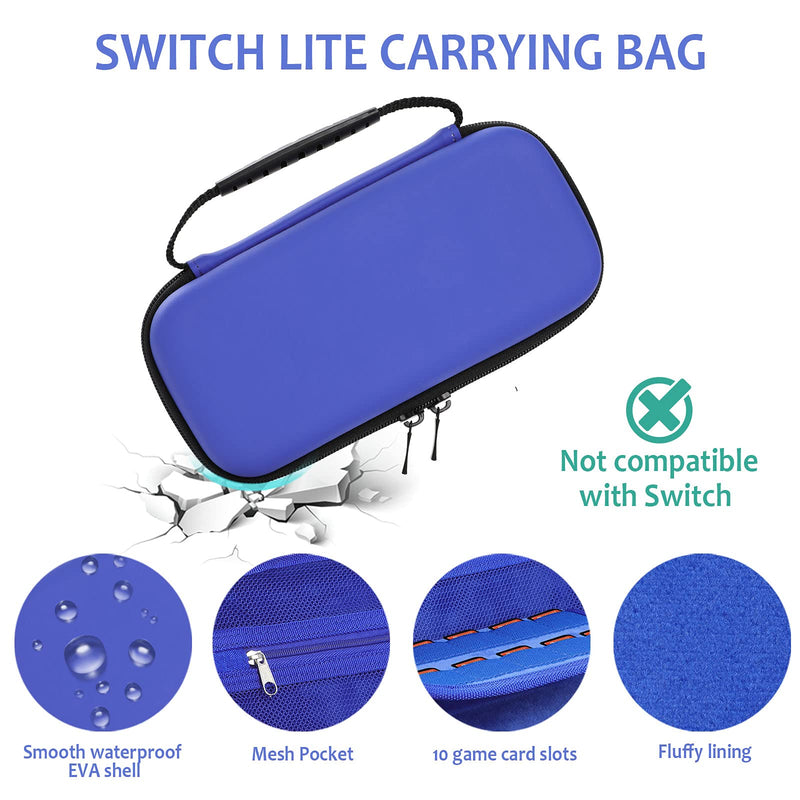 [Australia - AusPower] - GeeRic 8PCS Case Compatible with Switch Lite 2021, Accessories Kit 1 Soft Silicon Case + 2 Screen Protector + 4 Thumb Caps + 1 Storage Carrying New Blue 