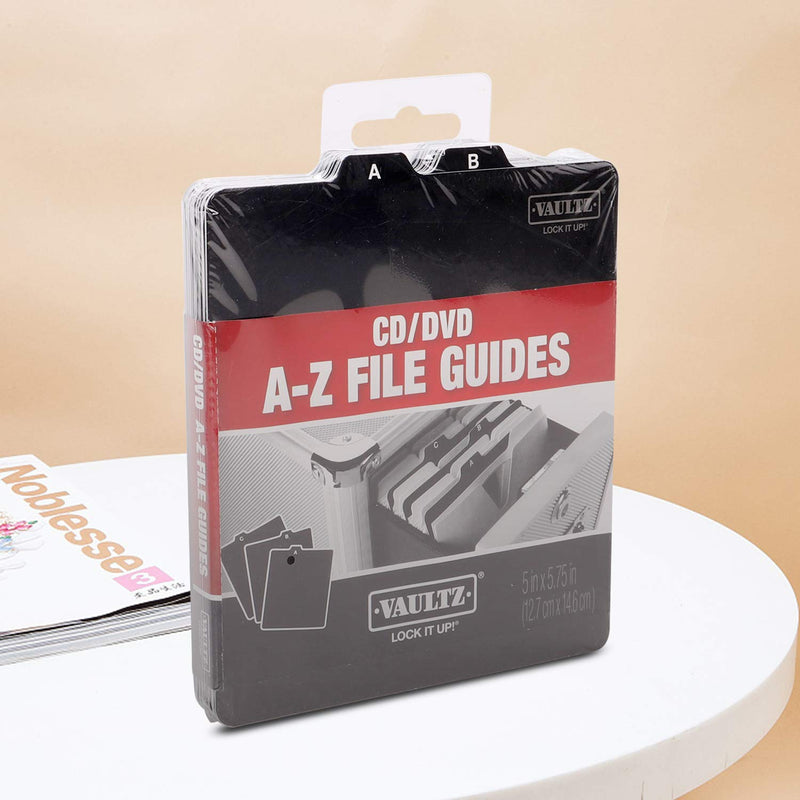 [Australia - AusPower] - Vaultz A to Z CD and DVD Storage File Guides, 26 Guides per Box, Black (VZ01176) CD and DVD Guides 