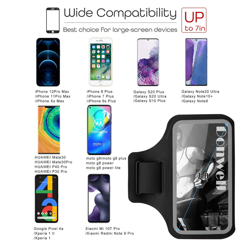 [Australia - AusPower] - DONWELL Phone Holder for Running Armband, Cell Phone Armbands Waterproof Phone Holder for iPhone 12/12 Mini/12 Pro/11/11 Pro X/XR/Galaxy/S21 Ultra/S21/S10/S9/S8 Up to 7'' -Black 