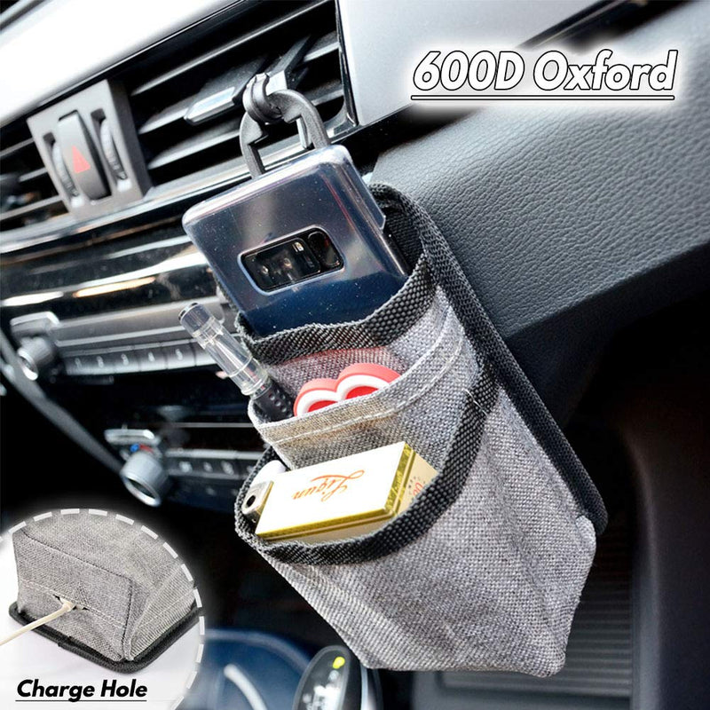 [Australia - AusPower] - DJL1 Driver Pockets Car Air Vent Pockets Caddy Organizer Holder with Charging Port for Phone, Cell Phone, Pencil, Charger (Gray) Gray 