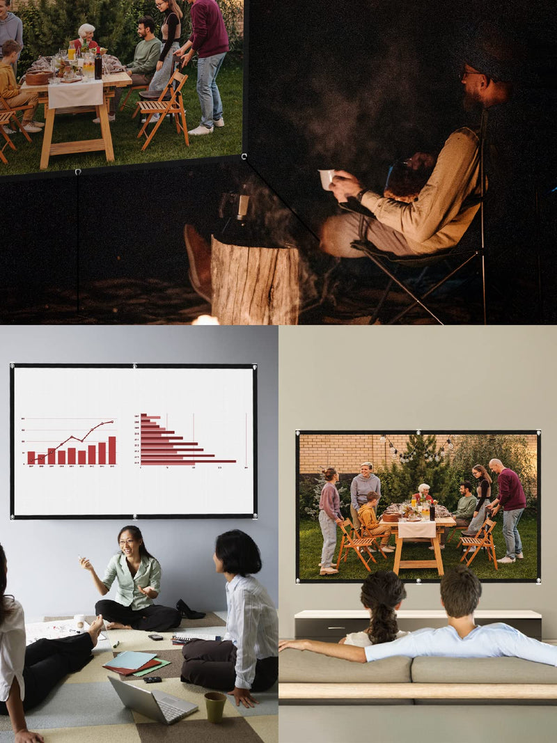 [Australia - AusPower] - WEWATCH 120 Inch Projector Screen, Portable and Foldable Projector Screen, Double Sided Video Projector Screen for Indoor, Outdoor, Wrinkle Free 