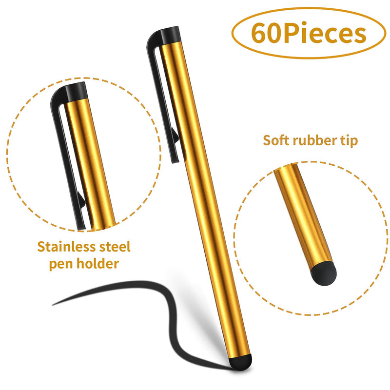 [Australia - AusPower] - 60 Pieces Stylus Pens Slim Capacitive Stylus Touch Pens for Universal Touch Screens Devices, Compatible with iPhone, iPad, Tablet (10 Colors) 