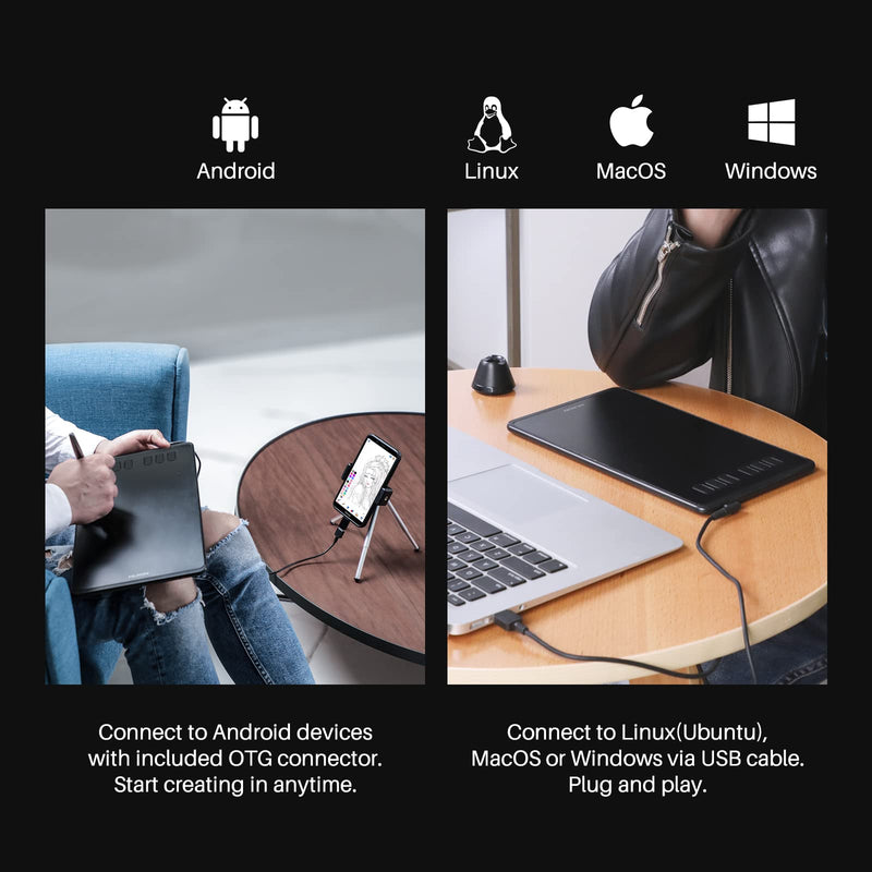 [Australia - AusPower] - HUION Inspiroy H640P Graphics Drawing Tablet with Battery-Free Stylus 8192 Pressure Sensitivity 6 Customized Hot Keys, Digital Pen Tablet for Linux, Mac, Windows PC and Android 