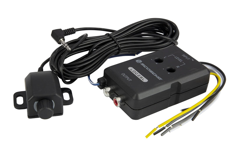 [Australia - AusPower] - Scosche LOC2SL Line Output Converter Adjustable Amplifier Add On Module for Car Stereo, 2-Channel Signal Sensing Speaker Wire to RCA Adapter with Remote Control Knob, Black 90W, Black 