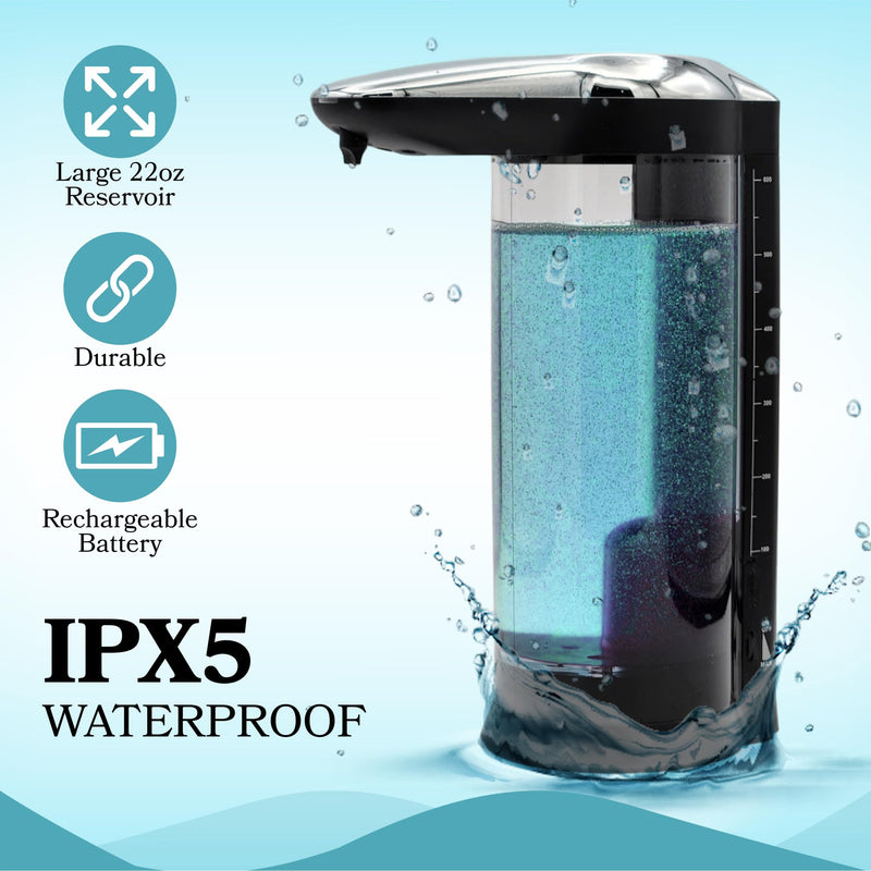 [Australia - AusPower] - Rechargeable Automatic Soap Dispenser Touchless. Large 22oz Dual Wall Mountable or Countertop Liquid Hand Soap Dispenser for Kitchen Sink. Automatic Soap Dispenser Bathroom. 