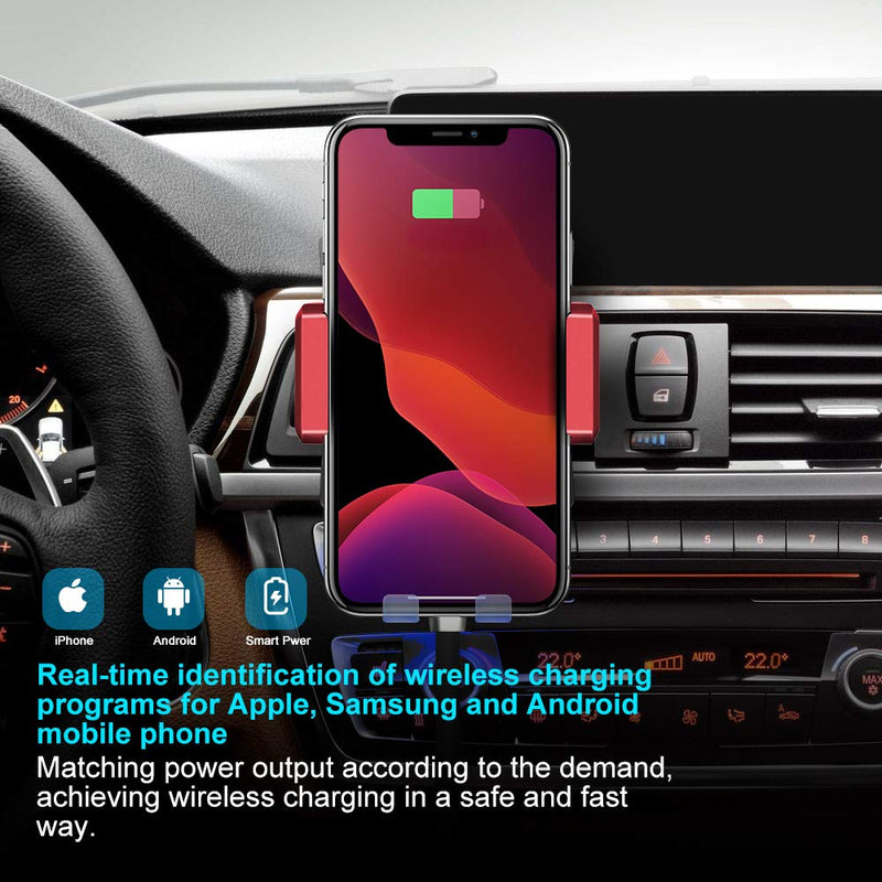 [Australia - AusPower] - YMVEA Wireless Fast Charging Mobile car Phone Bracket Intelligent Recognition of Wireless Charging Program for iPhone, Samsung and Android Mobile Phones, in line with QI Standards RED 