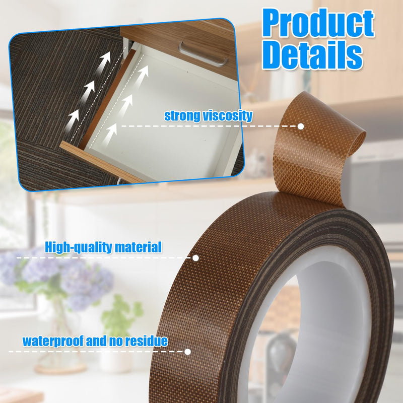 [Australia - AusPower] - lasuroa 0.59" x 32.81ft 2 Rolls Low Friction Tape, Drawer Slide Tape Abrasion Resistance Glide Anti Squeak Tape Surface Protection PTFE Tapes for Wood, Cabinet, Curtain, Furniture (Brown) 