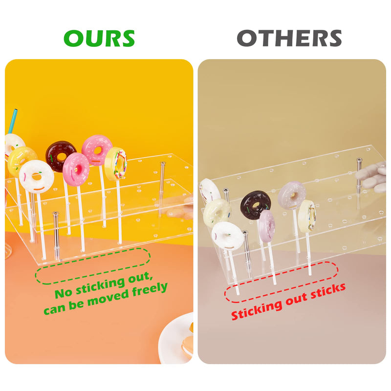 [Australia - AusPower] - NiHome Cake Pop Stand 24 Holes Aryclic Display Stands for Dessert Table 2-Tier Cupcake Lollipop Candy Display for Wedding Party Anniversary Holiday Celebration (Rectangle) 
