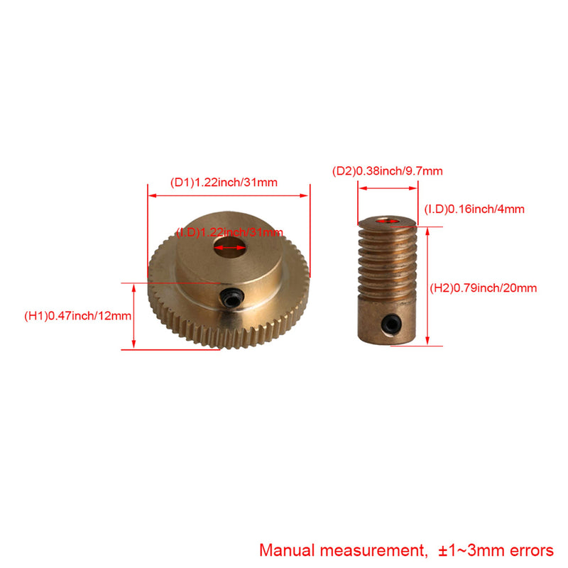 [Australia - AusPower] - CNBTR 4mm Bore Hole Diameter Brass Gear Shaft with 60 T Wheel 0.5 Modulus Set Drive Gear Box Shaft 