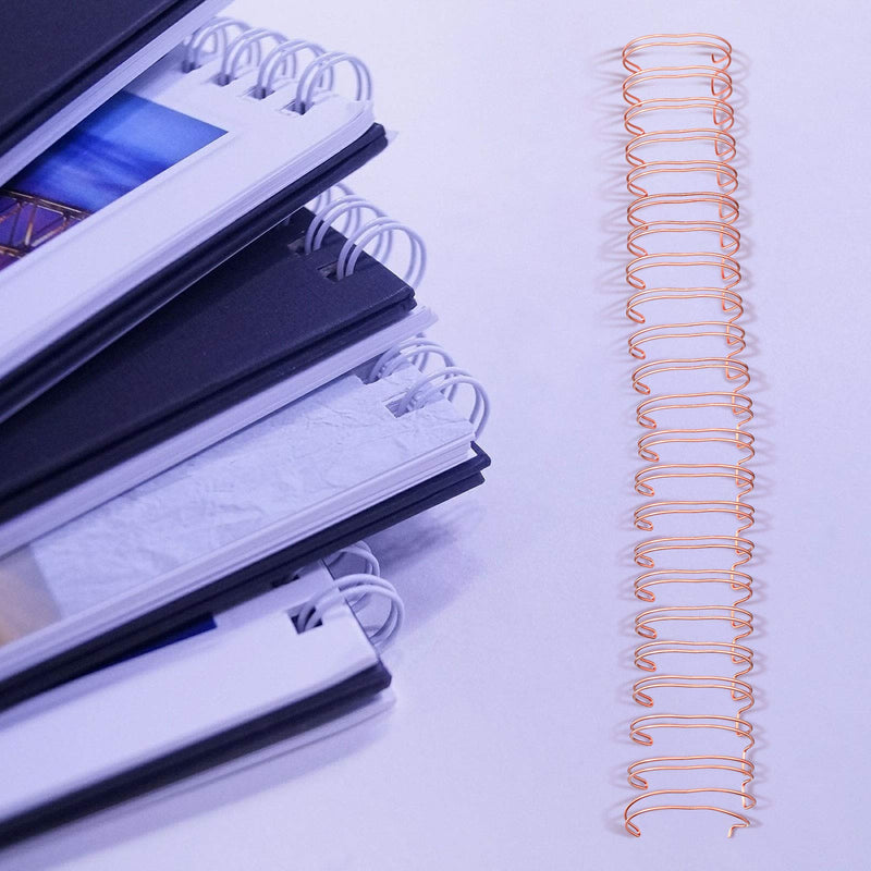 [Australia - AusPower] - 6 Pieces Twin Loop Wire Binding Spines Double Loop Wire Binding Rings Wire Cinch 1 Inch Diameter 23 Holes for Teacher Student Document Notebook Making, Rose Gold 