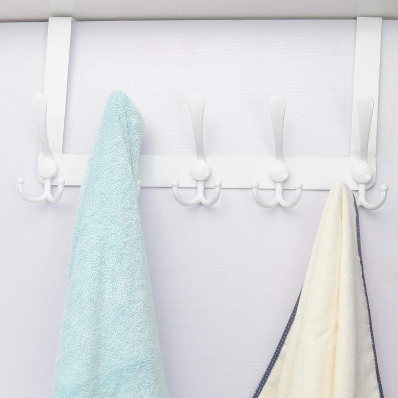 [Australia - AusPower] - Dseap Over The Door Hook Hanger - 5 Tri Hooks, Heavy Duty Over The Door Towel Rack Coat Rack for Clothes Hat Towel, White 1 