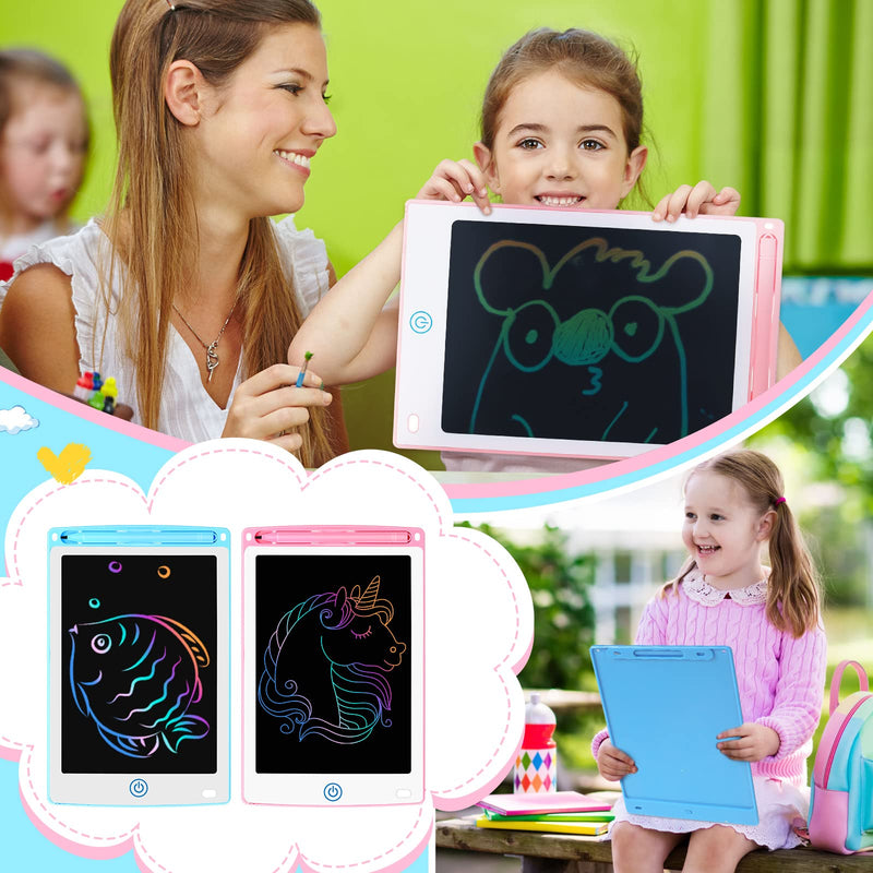 [Australia - AusPower] - 4 Pcs LCD Writing Tablet Doodle Board Electronic Toy 8.5 Inch LCD Writing Board Electronic Tablet Writing Erasable Drawing Pad Reusable Writing Pad (Light Blue, Light Red, White, Black,Rainbow Doodle) Light Blue, Light Red, White, Black,rainbow Doodle 
