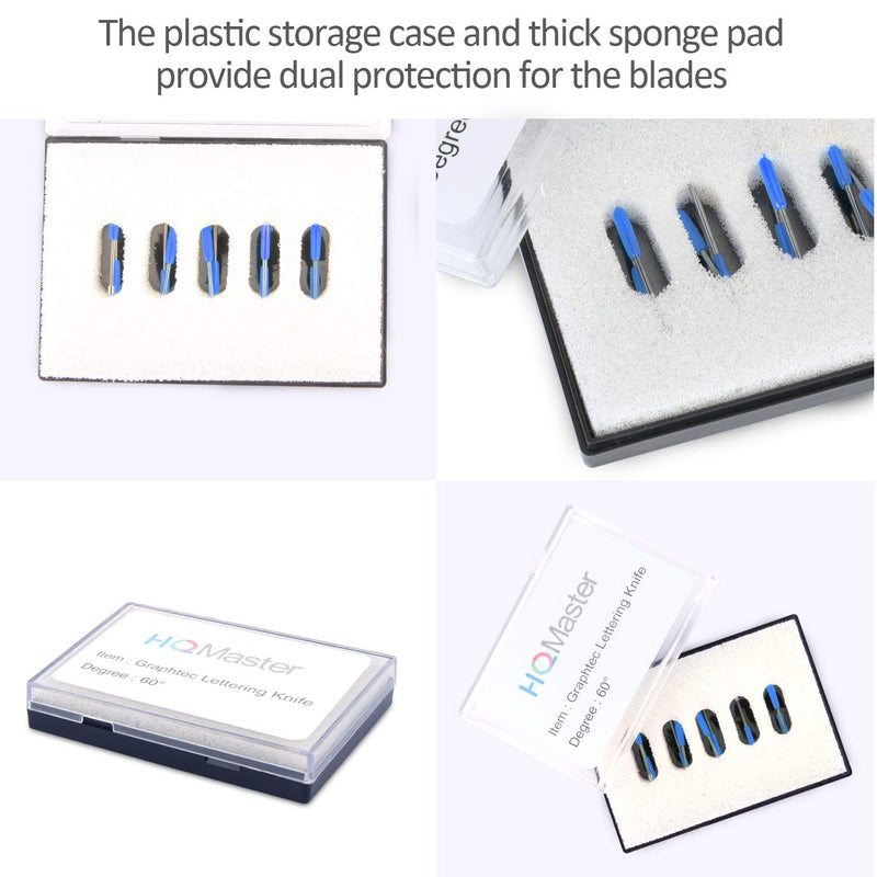 [Australia - AusPower] - HQMaster 60 Degree Vinyl Cutter Blades Lettering Blade for Graphtec Cutting Plotter, Blue Cap Pack Of 10 with Springs 60° 