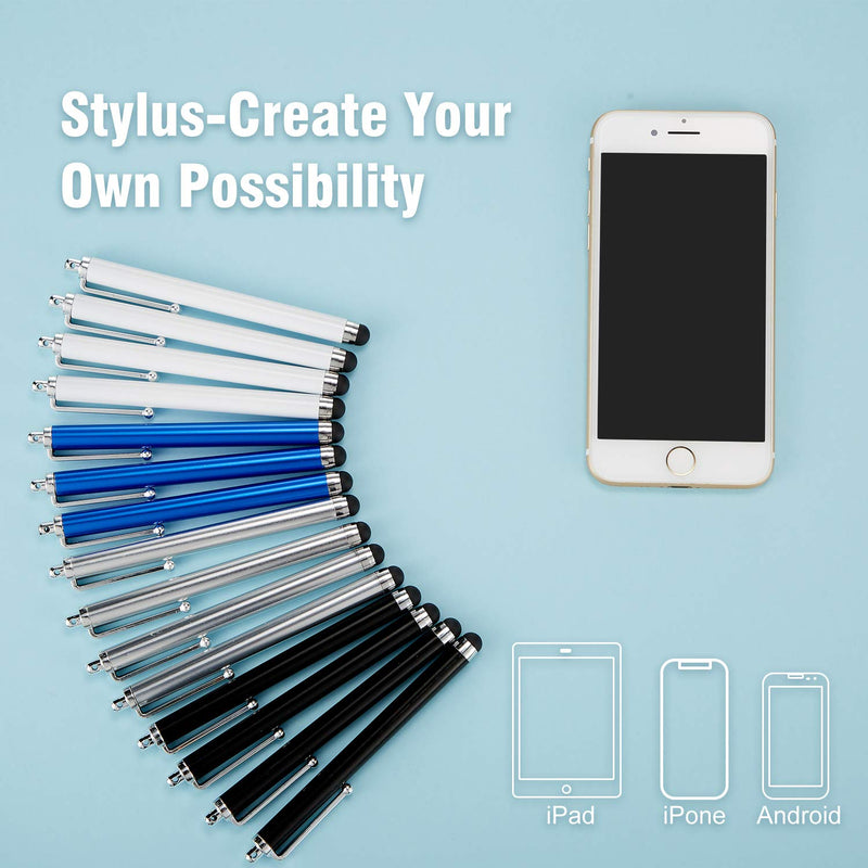 [Australia - AusPower] - Stylus Pens for Touch Screens,Stylus Pen Set of 36 for Universal Capacitive Touch Screens Devices, Compatible with iPhone, iPad, Tablet (Black, Silver, Dark Blue, White) Black, Silver, Dark Blue, White 