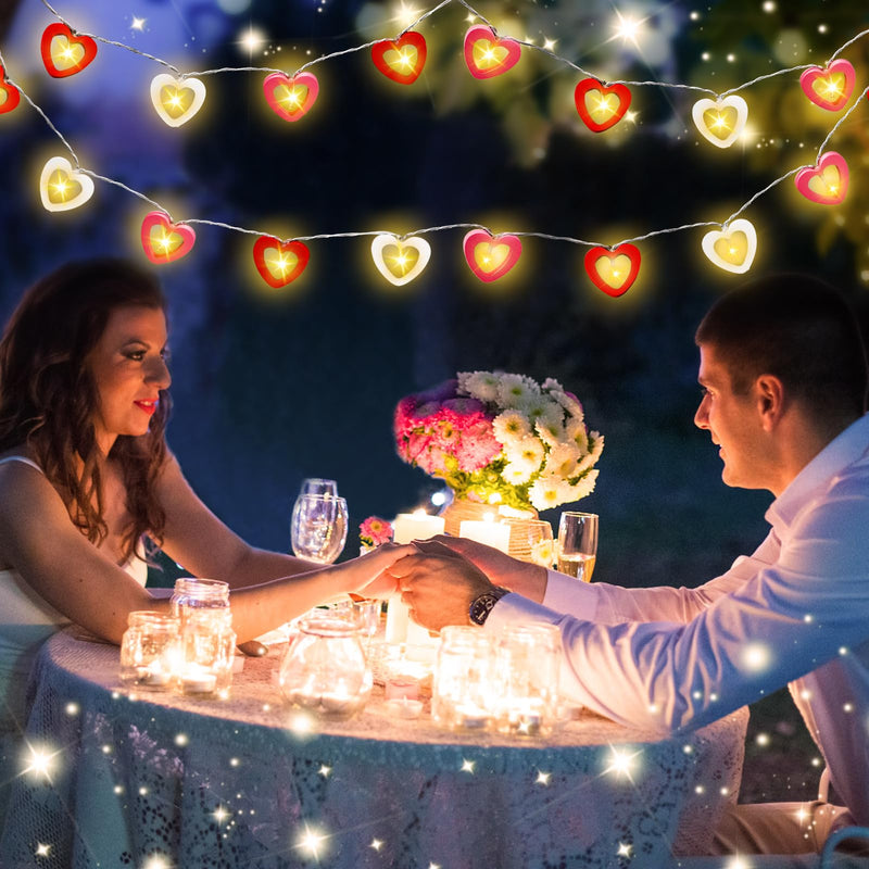 [Australia - AusPower] - ANPHSIN 30 LEDs Wooden Valentine's Day Brighter String Lights, 10ft Waterproof Heart-Shaped Love Fairy Light for Valentine's Day Wedding Anniversary Party Home Garden Decoration, Pink White Red White Pink Red-10ft 