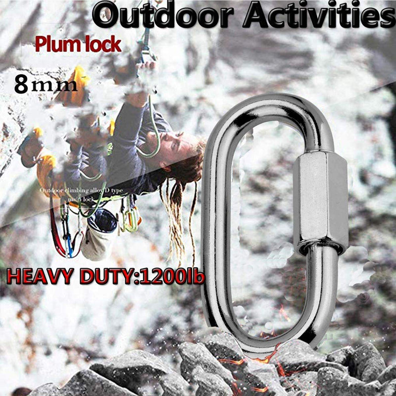 [Australia - AusPower] - Quick Link, Lsqurel 304 Stainless Steel D Shape Locking Carabiner Heavy Duty Repair Link Pets Keychain for Outdoor Traveling Equipment M4 M6 M8 Capacity 200lb 600lb 1200lb M4 10Pack 