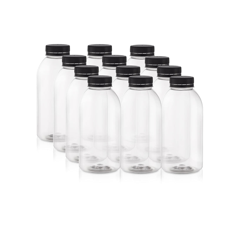[Australia - AusPower] - Plastic Bottles with Lids 17oz Juice Bottles Empty Plastic Bottles Milk Bottle Plastic Clear Bottles with Caps Set of 12 