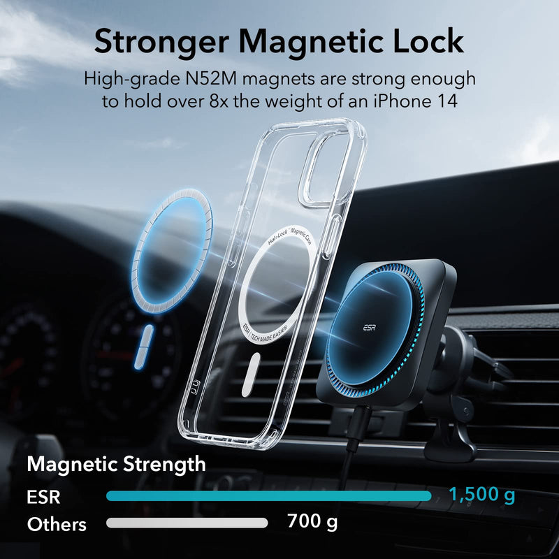 [Australia - AusPower] - ESR Classic Hybrid Magnetic Case with HaloLock, Compatible with iPhone 14 Plus case, Compatible with MagSafe, Shockproof Military-Grade Protection, Scratch-Resistant Back, Clear 