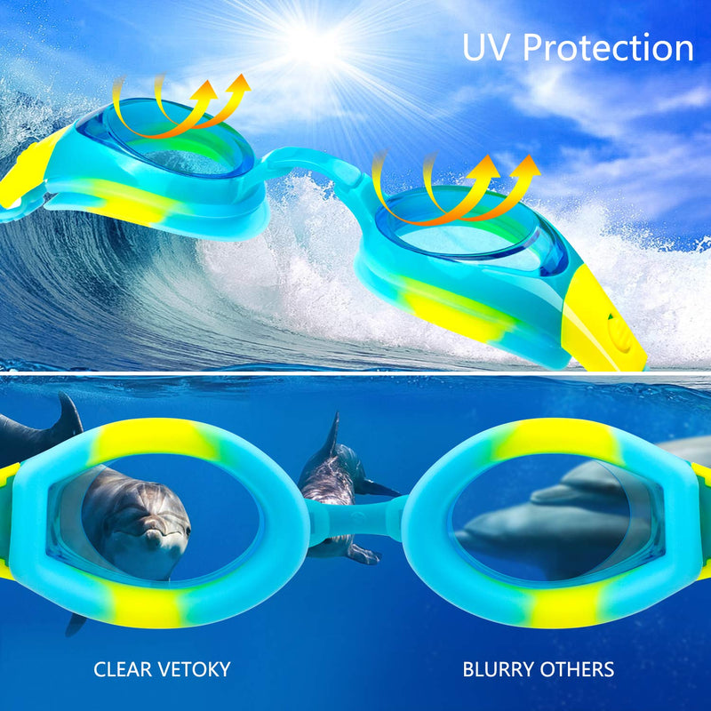 [Australia - AusPower] - VETOKY Kids Swim Goggles, Pack of 2 Anti Fog Swimming Goggles UV Protection Clear No Leaking for Child and Youth Ages 3-12 Blue+black 