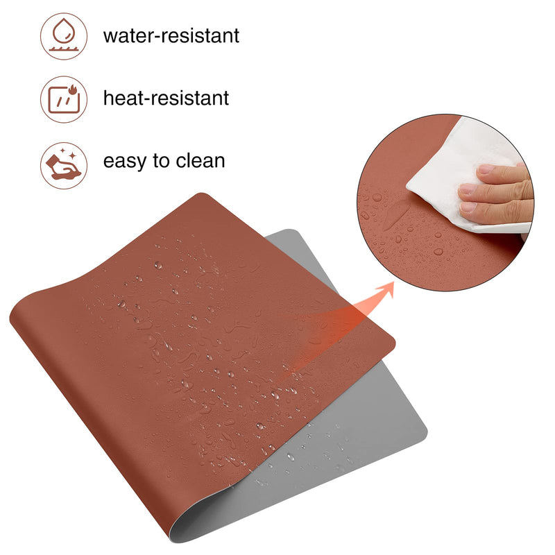 [Australia - AusPower] - Leather Desk Pad,Mouse Mat,Large Dual Side Non-Slip PU Leather Desk Blotter,Waterproof Desk Writing Pad for Office and Home 35.5" x16.9" (90*43cm) (Brown) Brown 