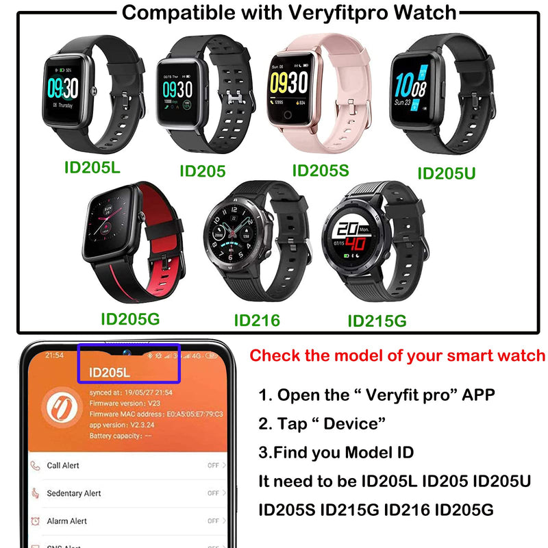 [Australia - AusPower] - ViCRiOR Bands Compatible with 19mm ID205L Veryfitpro Smart Watch, Quick Release Soft Silicone Fadeless Pattern Printed Floral Replacement Band for ID205L, ID205G ID205 ID205U ID205S,SW020 SW021 SW023, Navy 