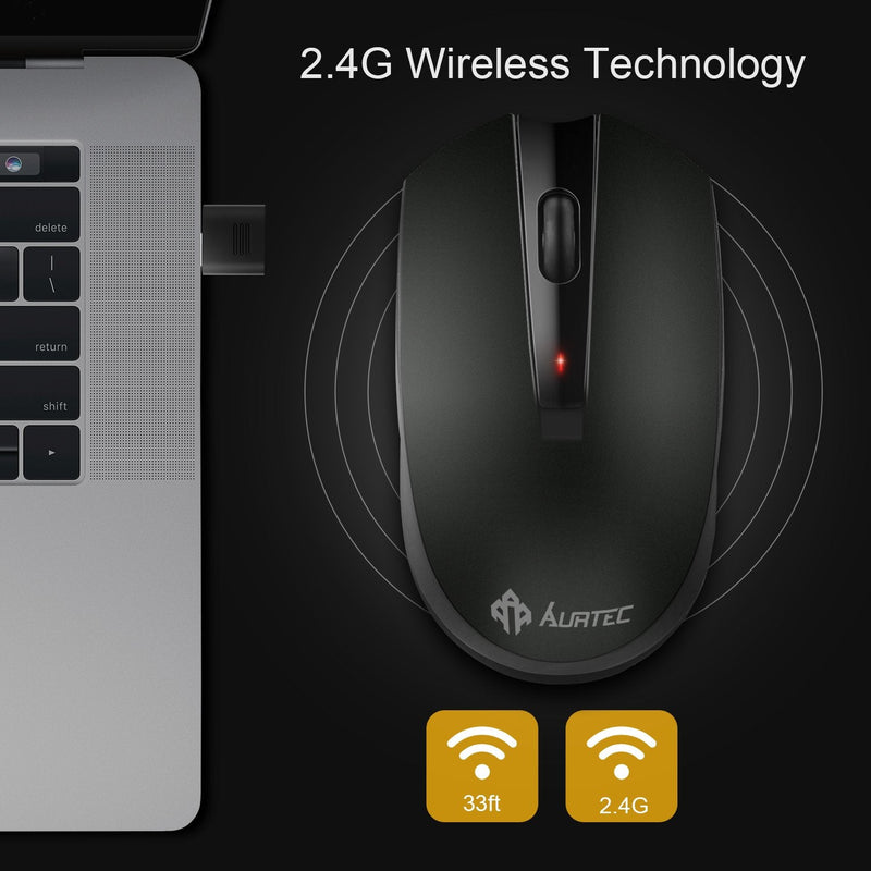 [Australia - AusPower] - Type C Wireless Mouse, AURTEC 2.4GHz USB-C Wireless Mice for Laptop and More USB-C Devices 