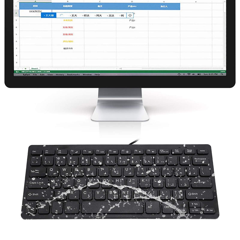 [Australia - AusPower] - Zyyini Portable Keyboard, Wired Keyboard, USB Arabic Keyboard, Ultra Thin Keyboard, Mini Keyboard, Support Plug and Play, for Home, Office, PC, Computer, Desktop 