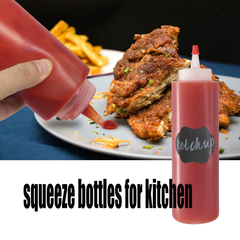 [Australia - AusPower] - Belinlen 10 Pack 12-Ounce Plastic Squeeze Squirt Condiment Bottles with Red Tip Caps - Good for Condiments, Oil, Icing, Crafts, Art, Glue, Multi Purpose 12oz(10pack) 