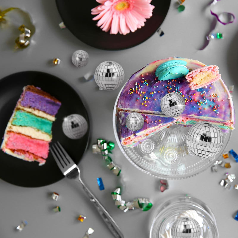 [Australia - AusPower] - 7PCS Disco Ball Cake Topper, Disco Ball Cake Decorations Different Sizes, 70s Disco Themed Dance Party Supplies, Small Disco Balls for Cake Dessert Accessories Disco Party Ornament (Silver) 