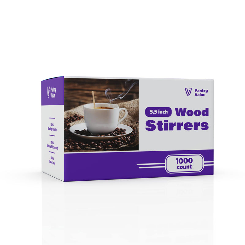 [Australia - AusPower] - Pantry Value [1000 Count] 5 Inch Wooden Coffee Stirrers - Wood Stir Sticks 