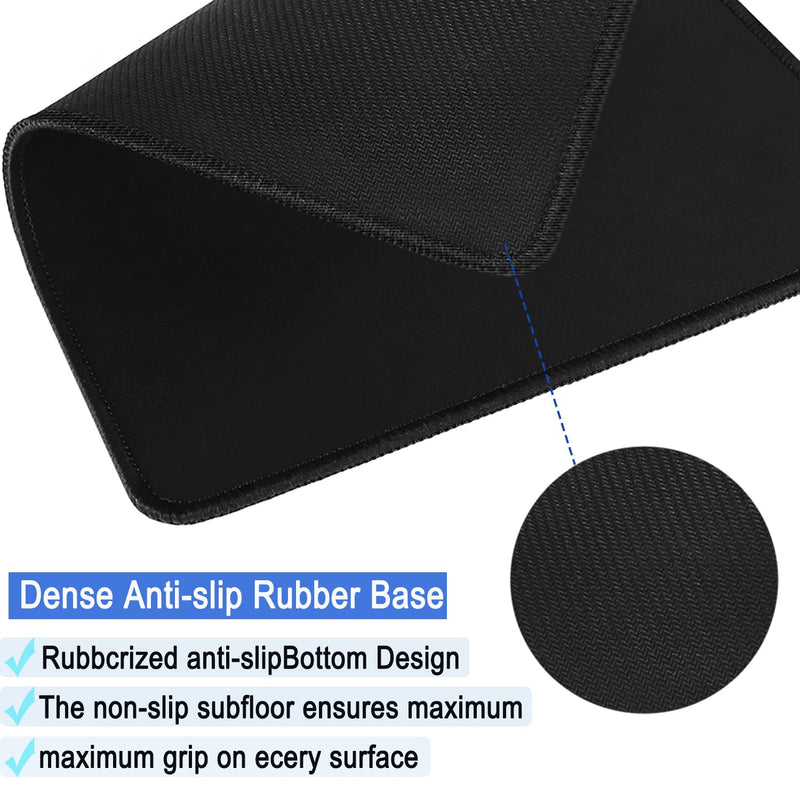 [Australia - AusPower] - Mouse Pad, Large Gaming Mouse Pad with Double Stitched Edges, 14.9 x 11.7 inches Premium-Textured & Waterproof Mousepad, Nonslip Natural Rubber Base Mouse pad for Laptop,Computer, Office, Home, Black 