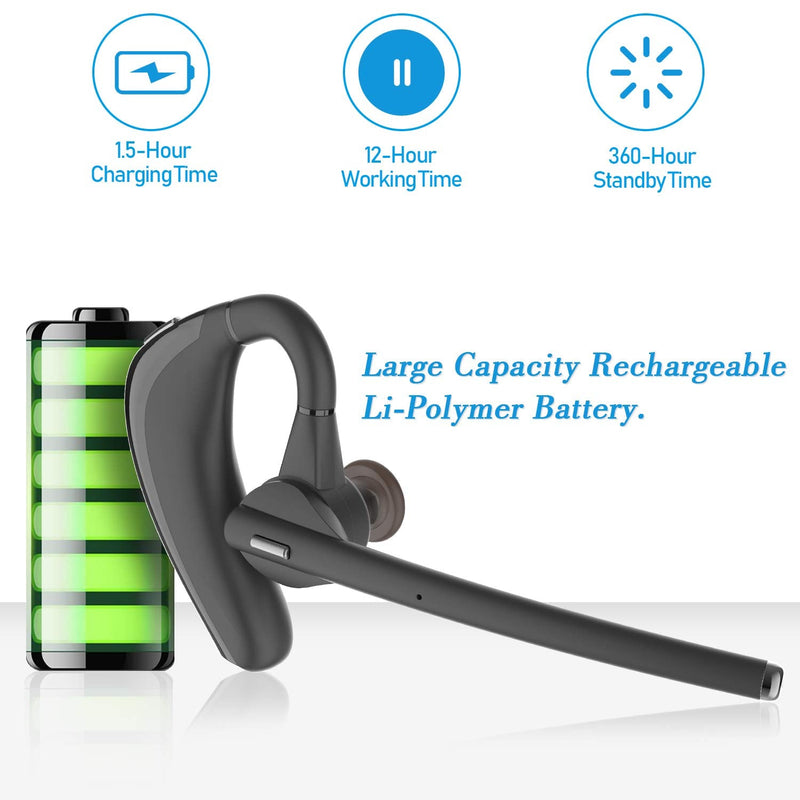 [Australia - AusPower] - iDIGMALL Trucker Bluetooth Headset for Cell Phone, Wireless Headphone with HD Microphone, Noise Cancelling Bluetooth 5.0 Earphone for Office Business Skype 12H Hands-Free Earpiece w/Mute Function 