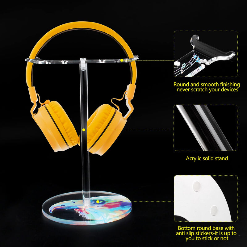 [Australia - AusPower] - Acrylic Headphone Stand Headset Holder,Transparent Desktop Gaming Headset Stand Hanger Rack for Desk with 2 Earphone Hangers(Color Eagle/Hawk) Color Eagle/Hawk 