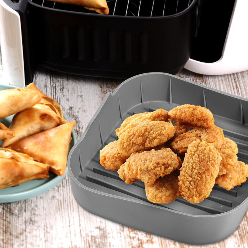 [Australia - AusPower] - Air Fryer Silicone Liners Basket: 8 Inches Square Airfryer Pot Baking Tray - Reusable Non Stick Food-grade Accessories for Air fryers Oven 