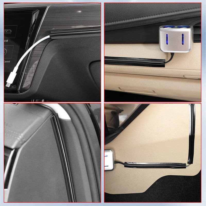 [Australia - AusPower] - Augeny 4PCS Car Concealed Wire Sleeve, Self-Adhesive Tubing Cable Hidden Protector, Auto Split Sleeving Wire Cord Organizer, Black Soft PVC Cable Sleeve for USB, Audio & Video Line 