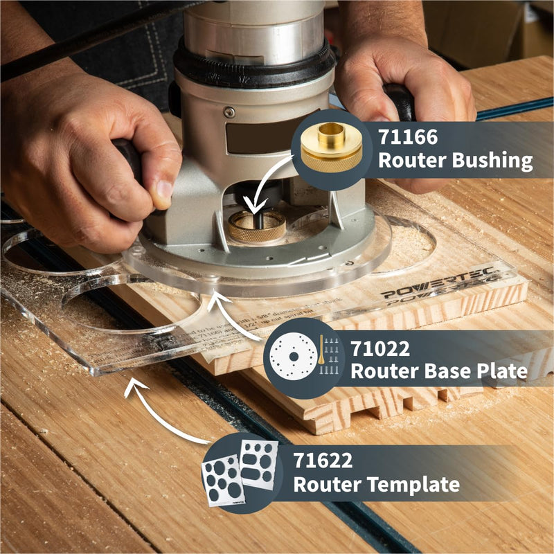 [Australia - AusPower] - POWERTEC 71166 Short Shank Guide Bushing and Nut, 5/8-Inch with Router Base Plate Centering Pin and Cone Set with 1/2"" and 1/4"" Ends for Calibrating Plates, Centering Template Guides 
