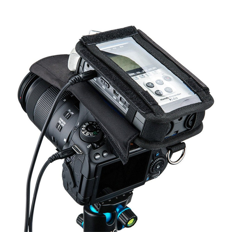 [Australia - AusPower] - JJC H4n Protective Carrying Storage Pouch Case Bag for Zoom H4n Pro All Black & Tascam DR-40 Handy Portable Recorder replaces Zoom PCH-4n Case, with Clear Visible Front Face Cover Protector for H4n & H4n Pro 